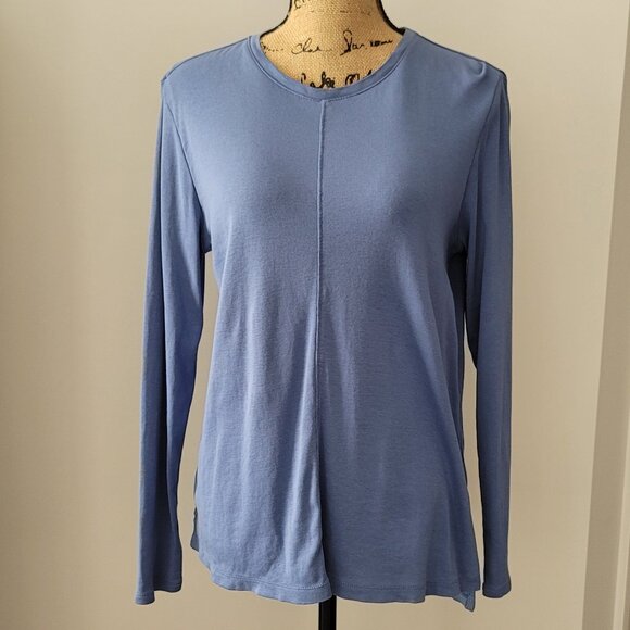 Ladies J.Jill Blue Pima Crew Next  High Low Tee , Size Medium - Picture 1 of 12